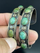 Early Fred Harvey Era Native American Sterling Turquoise Navajo Cuff Bracelet - Additional view 7