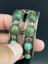 Early Fred Harvey Era Native American Sterling Turquoise Navajo Cuff Bracelet - Additional view 8