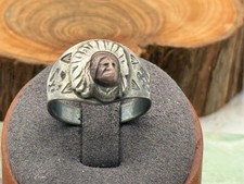 Fred Harvey Era Copper Face Chief Thunderbird & Arrows Cigar Band Sz9.5--B104.25 - Additional view 1