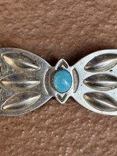Brooch Pendant Fred Harvey Old Pawn PJC Silver Stamped Turquoise fan51 - Additional view 1