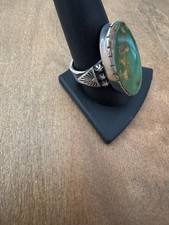 Fred Harvey Era Natural Royston turquoise Albert Jake Navajo Large ring 10.5 - Additional view 5