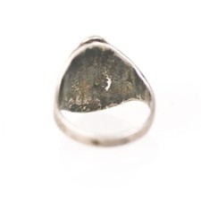 Old 1930's Navajo Fred Harvey Coin Silver Turquoise Thunderbird Ring Sz 1.75 - Additional view 3