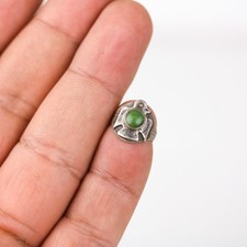 Old 1930's Navajo Fred Harvey Coin Silver Turquoise Thunderbird Ring Sz 1.75 - Additional view 4