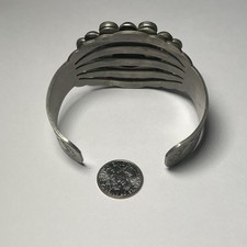 Vintage Fred Harvey Era Native American Silver Tone Cuff Bracelet - Additional view 3