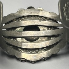 Vintage Fred Harvey Era Native American Silver Tone Cuff Bracelet - Additional view 6