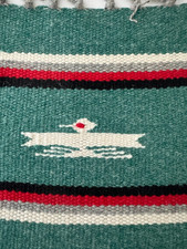 Chimayo Fred Harvey Green Wool Table Mat Thunderbird Southwest 8