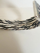 Native American Signed Harvey Cuff Bracelet Sterling Silver Vintage - Additional view 3
