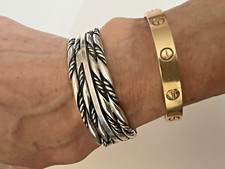 Native American Signed Harvey Cuff Bracelet Sterling Silver Vintage - Additional view 8