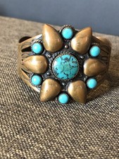 Vintage Fred Harvey Era Solid Copper Native American Style Cuff Bracelet Ladies