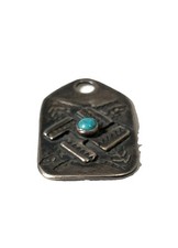 Vintage Fred Harvey Sterling Silver Turquoise Whirling Log FOB Tag Pendant - Additional view 1
