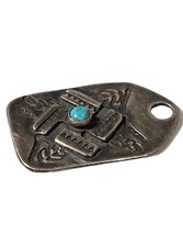 Vintage Fred Harvey Sterling Silver Turquoise Whirling Log FOB Tag Pendant - Additional view 3