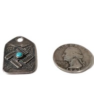 Vintage Fred Harvey Sterling Silver Turquoise Whirling Log FOB Tag Pendant - Additional view 4