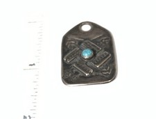 Vintage Fred Harvey Sterling Silver Turquoise Whirling Log FOB Tag Pendant - Additional view 6
