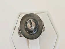 VTG Fred Harvey Era Navajo Sterling Silver Cowboy Hat Stamped Ring - Adjustable - Additional view 1
