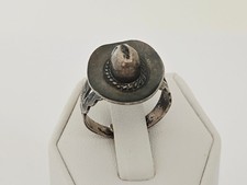 VTG Fred Harvey Era Navajo Sterling Silver Cowboy Hat Stamped Ring - Adjustable - Additional view 2
