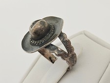 VTG Fred Harvey Era Navajo Sterling Silver Cowboy Hat Stamped Ring - Adjustable - Additional view 3