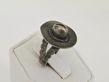 VTG Fred Harvey Era Navajo Sterling Silver Cowboy Hat Stamped Ring - Adjustable
