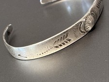 Child Fred Harvey Era Sterling Hand Stamped Cuff Bracelet With Arrow Snake 4.75 - Additional view 4