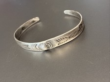Child Fred Harvey Era Sterling Hand Stamped Cuff Bracelet With Arrow Snake 4.75