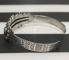 Fred Harvey Era Bracelet Silvertone Faux Turquoise Vintage Small Cuff - Additional view 2