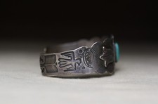 Vintage Harvey Era Navajo Native American Sterling Silver Turquoise Bracelet - Additional view 6