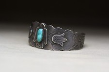 Vintage Harvey Era Navajo Native American Sterling Silver Turquoise Bracelet - Additional view 8