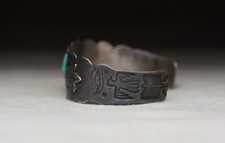 Vintage Harvey Era Navajo Native American Sterling Silver Turquoise Bracelet - Additional view 9