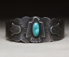 Vintage Harvey Era Navajo Native American Sterling Silver Turquoise Bracelet