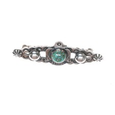 1950's Fred Harvey sterling Navajo curio thunderbird pin spiderweb turquoise - Additional view 1