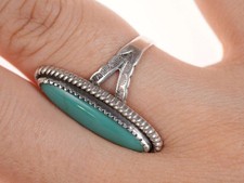 Sz6 Fred Harvey Era Navajo Turquoise/sterling ring JP - Additional view 2