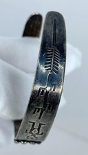 RARE vtg FRED HARVEY ERA BOWTIE CUFF bracelet sterling SILVER ARROW - Additional view 7