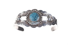 Fred Harvey Era Mexican Sterling Native American style cuff bracelet