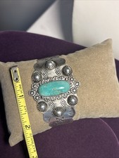 Fred Harvey Era Sterling Silver Green Turquoise Cuff Bracelet 6.75In Thunderbird - Additional view 15