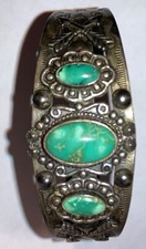 Sterling Silver Navajo Old Pawn Fred Harvey Era Thunderbird Turquoise Bracelet - Additional view 8