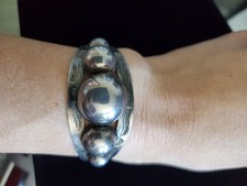 Vintage Native American Sterling Silver Bulb Cuff Bracelet Fred Harvey Era 24g - Additional view 1