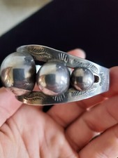 Vintage Native American Sterling Silver Bulb Cuff Bracelet Fred Harvey Era 24g - Additional view 5