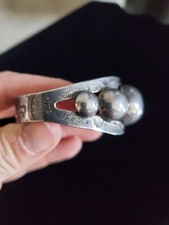 Vintage Native American Sterling Silver Bulb Cuff Bracelet Fred Harvey Era 24g - Additional view 6