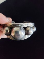 Vintage Native American Sterling Silver Bulb Cuff Bracelet Fred Harvey Era 24g - Additional view 7