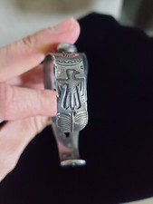 Vintage Native American Sterling Silver Bulb Cuff Bracelet Fred Harvey Era 24g - Additional view 9