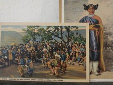 Hopi Belle Indian Dance Grand Canyon Arizona Vtg Pair 1930s Fred Harvey Postcard - Additional view 18