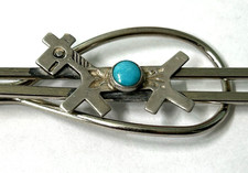 Vintage Fred Harvey Era Navajo Turquoise Dog Tie Bar Clip - Additional view 1