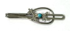 Vintage Fred Harvey Era Navajo Turquoise Dog Tie Bar Clip
