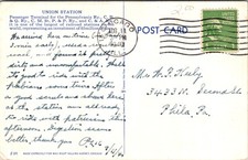 Union Station Chicago Fred Harvey Sign Posted 1940 Postcard - Additional view 1
