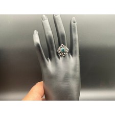 Fred Harvey Era Green Turquoise Ring Coin Silver Style Navajo Tourist Size 7.75 - Additional view 2