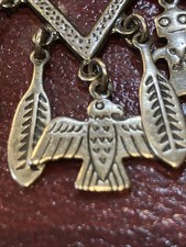 Old Pawn Native American Fred Harvey Era Silver Tone Stamp 8 Charm Pendant - Additional view 1