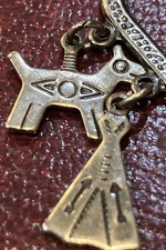 Old Pawn Native American Fred Harvey Era Silver Tone Stamp 8 Charm Pendant - Additional view 4