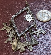 Old Pawn Native American Fred Harvey Era Silver Tone Stamp 8 Charm Pendant - Additional view 5