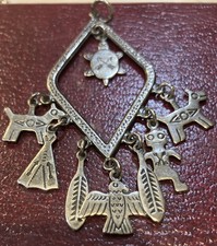 Old Pawn Native American Fred Harvey Era Silver Tone Stamp 8 Charm Pendant