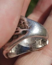 Fred Harvey Era Sterling Navajo Scenic Cowbot Snakes Desert Ring - Additional view 4