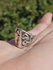 Fred Harvey Era Sterling Navajo Scenic Cowbot Snakes Desert Ring - Additional view 6